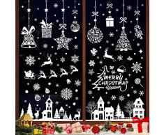 Tgkoddo 193 pezzi Vetrofanie Natalizie,Bianche Adesivi Natalizi per Finestre Riutilizzabili,Addobbi Natalizi per Vetrofania,Vetrofanie Natale Grandi per La Decorazioni di Vetrine/Finestre/Porte/Vetro