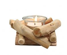Icegrey Portacandele in Legno Fatta A Mano Portalumini Tealight con Vetro 14 x 14 x 8 CM