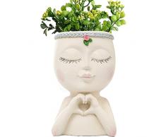 Awful 5 PCS Testa Vaso di Fiori | Vasi per Piante per Ragazze,Vaso per fioriere con Testa Vaso per fioriere per Ragazze Vaso per Piante da Interno, Vaso per Piante con Scultura in Resina, Vasi