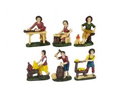 Set 6 Pastori Mestieri in Resina 9 cm Presepe Statuine in Personaggi Assortiti 6 soggetti Diversi Personaggi Mestieri Ideali per Realizzare Il presepio Napoletano