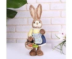 757 Coniglietto Pasquale Realizzato in Materiale Naturale Coniglietto di Paglia di Simulazione, Bellissimo Arredamento per Vacanze Squisito, Accessori Amici Bambini, Coniglietto per Pasqua