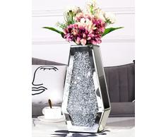 SHYFOY Vaso Decorativo da Interno Vaso Fiori a Specchio Vaso di Cristallo Diamante per la Decorazione Della Tavola Vasi Vetro Moderni, Argento, 30 cm, Non Possono Contenere Acqua