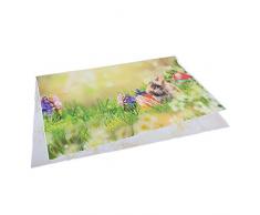 TOOGOO 5x7ft (150x210cm) Fiori Bianchi Sfondo Fotografico Simpatico Coniglietto Uova Colorate Fondali Fotografia Luci Bianche Pasqua Studio Sfondo