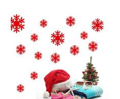 WINOMO SET Adesivi per Natale a forma di fiocchi di neve Adesivo per parete/muro/vetro/vetrina per Natale (rosso)