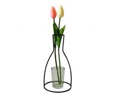 Milisten Vaso di Fiori di Ferro Vaso Fioriera Decorativa Secchi per Home Festa di Nozze Tavolo da Pranzo Decorazione Stile Nero 3 - Escluse le bottiglie di vetro