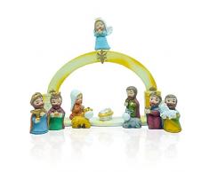 Gesar Presepe Natalizio con Capanna in Ceramica - Set 11 Pezzi Presepe in Ceramica 4,5 cm - Personaggi Natività- Presepe moderno ed elegante - (Multicolore)