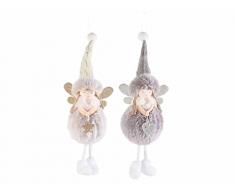 Gruppo Maruccia - Angioletti Natalizi da Appendere con Abito in Pelliccia Sintetica - Addobbi Natalizi per Albero e Vetrine - Confezione da 6 Pezzi