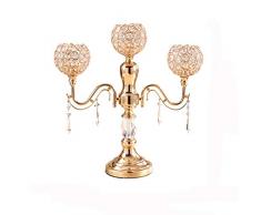 Portacandele Portacandele a 3 braccia, candelabro europeo Decorazioni per la cena Candelabri in cristallo per eventi per feste di matrimonio per tavoli domestici Candelabro ( Color : Gold (3 Arms ) )