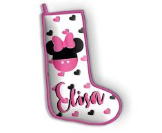 gadgeteventi Calza Personalizzata della befana TOPOLINI con Nome per Natale ed Epifania (Femminuccia)