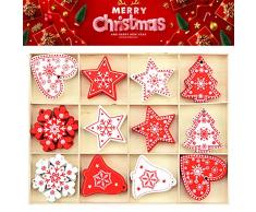 60 Pezzi Ornamenti Natalizi in Legno da Appendere Addobbi Natalizi in Legno per Decorazioni Albero di Natale Pendenti Legno Natalizi Addobbi Albero Addobbi per Feste
