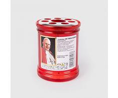 La Briantina Cero Votivo Cimitero 20T Papa Giovanni XXIII, di Paraffina, Rosso, 8xø6,5 cm