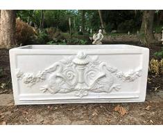 Casa Padrino Vaso da fiori barocco bianco 36 x 81 x H. 43 cm - Vaso da fiori quadrato in stile barocco - Vaso da fiori - Fioriera stile antico Art Nouveau