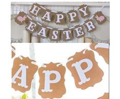 Festone pasquale più veloce festa a tema pasquale bandiera da appendere decorazione festa (appyeaster+2 conigli)