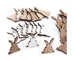 Logbuch-Verlag - 24 Piccole Parti in Legno, Motivo: Coniglietto Pasquale, 6,5 cm, Colore: Bianco/Marrone Naturale