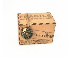50pz Scatole Cubo Portaconfetti Segnaposto Tema Viaggio Mondo Corda di Canapa Accessori Vintage Compresi (globo)