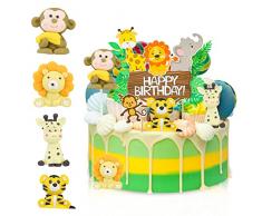 Delamiya Decorazioni per Torte Zoo, 5 Pezzi Decorazioni Torta Compleanno Animali dei Bambini, Decorazioni per Torte Giungla Animali, Toppers per Cupcake, Decorazione di Torte per Feste per Ragazzi