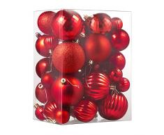 CACOE Palle di Natale Set 50 Pezzi Rosso- Palle dellalbero di Natale Decorazioni dellalbero per Natale Palle Decorative Glitterate per Appendere le Decorazioni Delle Porte Decorazioni Festa