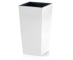 IMJ-Global Vaso Fioriera per piante Fiori DURS H32,4 Liscio da interno esterno Quadrato Alto Bianco 7,2 Litri 17x17x32,4 cm design Moderno in plastica da balcone