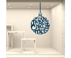 NT0316 Adesivi Murali Vetrofanie natalizie - Pallina con stelline - Misure 58x100 cm - blu - Vetrine negozi per Natale, stickers, adesivi