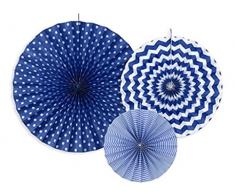 ROSONI DECORATIVI IN CARTA COLORI ASSORTITI FANTASIA PENDENTI ADDOBBI FESTA (BLU NAVY RPK1-074)