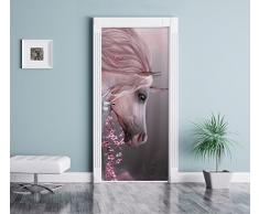 splendido unicorno come Murale, Formato: 200x90cm, telaio della porta, adesivi porta, porta decorazione, autoadesivi del portello