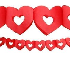 Ghirlanda S.Valentino cuori aperti rossi, in carta, 13cm, 3m