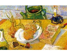 1art1 Vincent Van Gogh Poster Natura Morta Con Tavolo Da Disegno Pipa Cipolle E Cera, 1889 Stampa DArte 120x80 cm