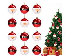 Belle Vous Palline Di Natale Decorazioni (12pz) - Palle di Natale Rosse Scintillanti da 8 cm con Cordino - Palline Natale da Appendere per Albero di Natale - Palline Albero di Natale Interno e Esterno