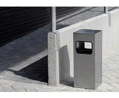 Durable 333101 Posacenere a Colonna Quadrato, con Sabbia e Cestino, Acciaio Verniciato, 250x620x250 mm, Nero