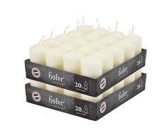 Hofer Candele Avorio a Colonna - 4 x 7 cm - Set di 40 Candele Decorative Cilindriche - Cera Colore Avorio - Lunga Durata di 7 Ore - Antigoccia - Non Profumate - Qualità RAL