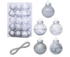 LessMo 30Pcs Palline di Natale, Palla Sfera Infrangibile in Plastica per Albero di Natale, Decorazioni Natalizie con Ciondolo a Pallina da Appendere per La Casa Decorazioni per Feste