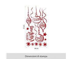 NT0022 Adesivi Murali - Decori di Natale - Vetrofanie natalizie - 60x120 cm - Bordeaux - Decorazioni vetrine per Natale, stickers, adesivi
