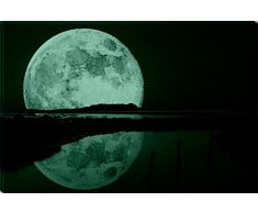 Startonight Quadro su Tela Bianco e Nero Riflesso Della Luna, Stampe Incorniciato e Pronta da Appendere Design Moderno Arredamento Arte Fotografia Grande Formato 60 x 90 CM