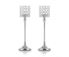 VINCIGANT Candelieri Portacandele in Cristallo Argento Portacandele retrò Natale Festa della Mamma Decorazione della Tavola Portacandele Moderno per La Cena di Nozze