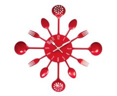 Premier Housewares PREM-2200501 Orologio da Parete, Metallo, Rosso, 33x5x33 cm