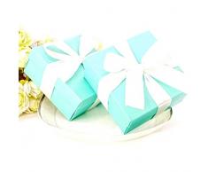 JZK 50 Celeste Azzurra Scatola portaconfetti scatolina bomboniera segnaposto portariso per Matrimonio Compleanno Natale Nascita Battesimo Comunione