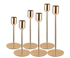 Tonsooze 6 Pezzi Portacandele in metallo, Candelabro Metallo Oro Portacandele Cono ​Ornamenti Decorativi per la Tavola per Natale Halloween Ringraziamento bar feste Soggiorno Decor 34/28/24cm