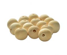 Sfere di legno grezzo – Perle di legno naturale, 35 mm, forate per infilare, 20 pezzi
