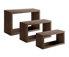 SANITEC Tre Mensole Modello Trittico Di Dimensioni: Cm. 45x27, Cm. 40x22 E Cm. 36x17 Con Profondità Cm. 15,5 Noce
