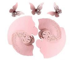 Farfalla Segnaposto Perlato 3D Intagliata Segnaposti Carta Segnatavolo di Vino Decorazione per Matrimonio Compleanno Festa 100 Pezzi Rosa