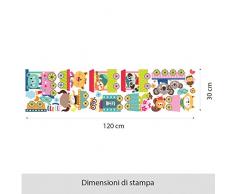 wall art R00395Â Wall Sticker per bambini Baby Treno della Foresta, Carta da parati, Multicolore, 120Â X 40Â X CM