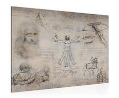 Quadro Leonardo Da Vinci Moderni Murale - Made In Germany - Schizzo Rinascimento Marrone Corridoio 008915b