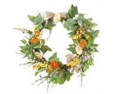 NSNT Raffinato Corona di Fiori di Pasqua, Decorazione del Giorno Corona di Croce con Uovo di Pasqua, felci, Bacche di ciliegio, ghirlande di Decorazioni per la casa, ghirlande Regalo