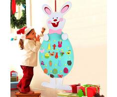 Coniglio di Pasqua, Funpa Feltro Coniglio Decorazione di feltro fai da te con Ornamenti da 18 pezzi Decorazione da parete con corda appesa per i bambini Regali di Pasqua Decorazione della porta di casa