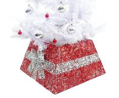 Christmas Concepts® Gonna base albero di Natale con nastro - vari colori - Decorazioni albero di Natale (rosso/argento)