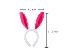 Bemomo confezione da 7 peluche coniglio orecchie Hairbands Wonderful orecchie di coniglio fascia per Pasqua party o Pasqua costume o decorazione