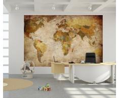 GREAT ART® XXL Poster – Mappamondo Retro – Decorazione da Parete dallAspetto Antico Globo Continenti Atlante Mappa del Mondo Vecchia Scuola Vintage Geografia 140 x 100 cm