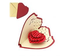 TSHAOUN Biglietto di Auguri Pop Up 3D, Biglietto di Compleanno Romantico per Moglie, Marito, Fidanzata, Biglietti per Matrimonio, Natale, San Valentino, Festa Della Mamma (Cuore)