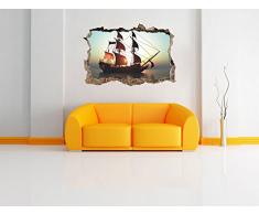 nave pirata su passaggi nel muro del mare nel look 3D, parete o in formato adesivo porta: 92x62cm, autoadesivi della parete, autoadesivo della parete, decorazione della parete
