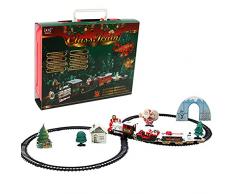 JAWSEU Trenino Natalizio Pista Trenino, Trenino Natalizio sotto Albero Elettrico, Realistico Decorazione sotto Albero di Natale Treno a batterie Gioco addobbi Natalizi